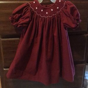 Baby girl Burgandy Smocked dress